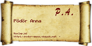 Pödör Anna névjegykártya